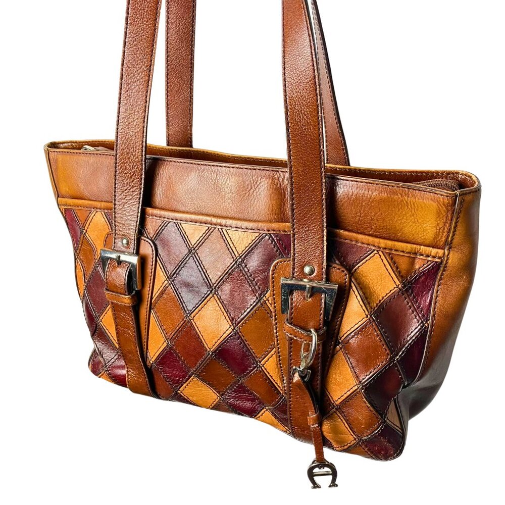 Etienne Aigner Leather Purse Handbag Salerno Patchwork Design